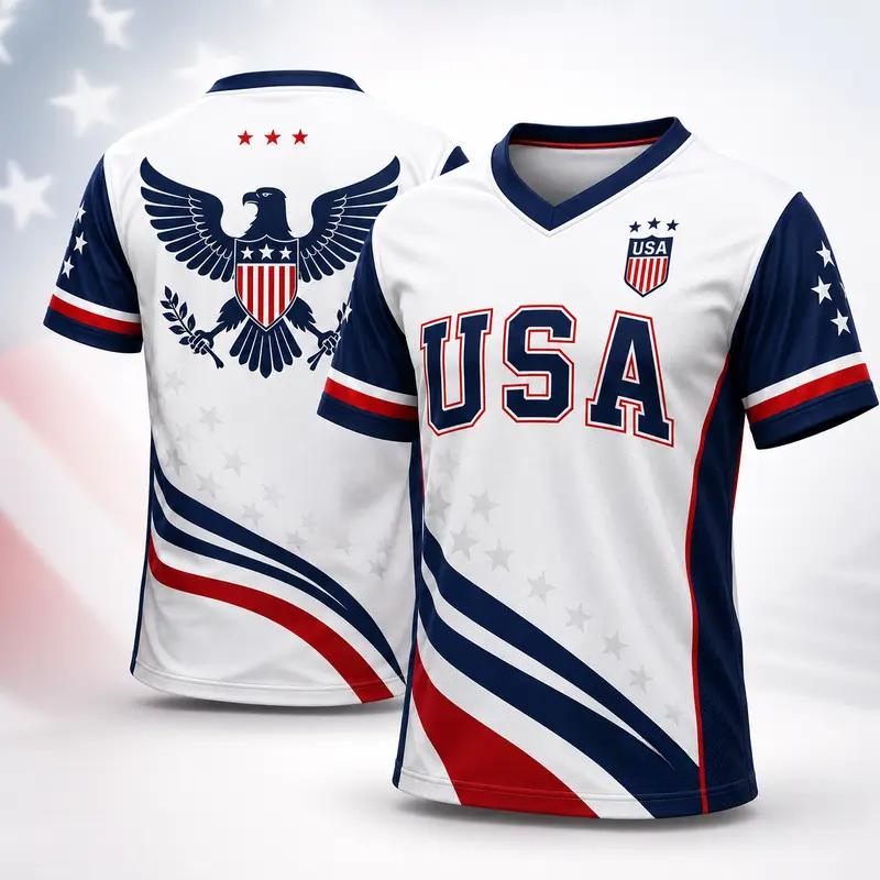 Outdoor Sport Usa - Maglia da Allenamento USA Eagle Graphic